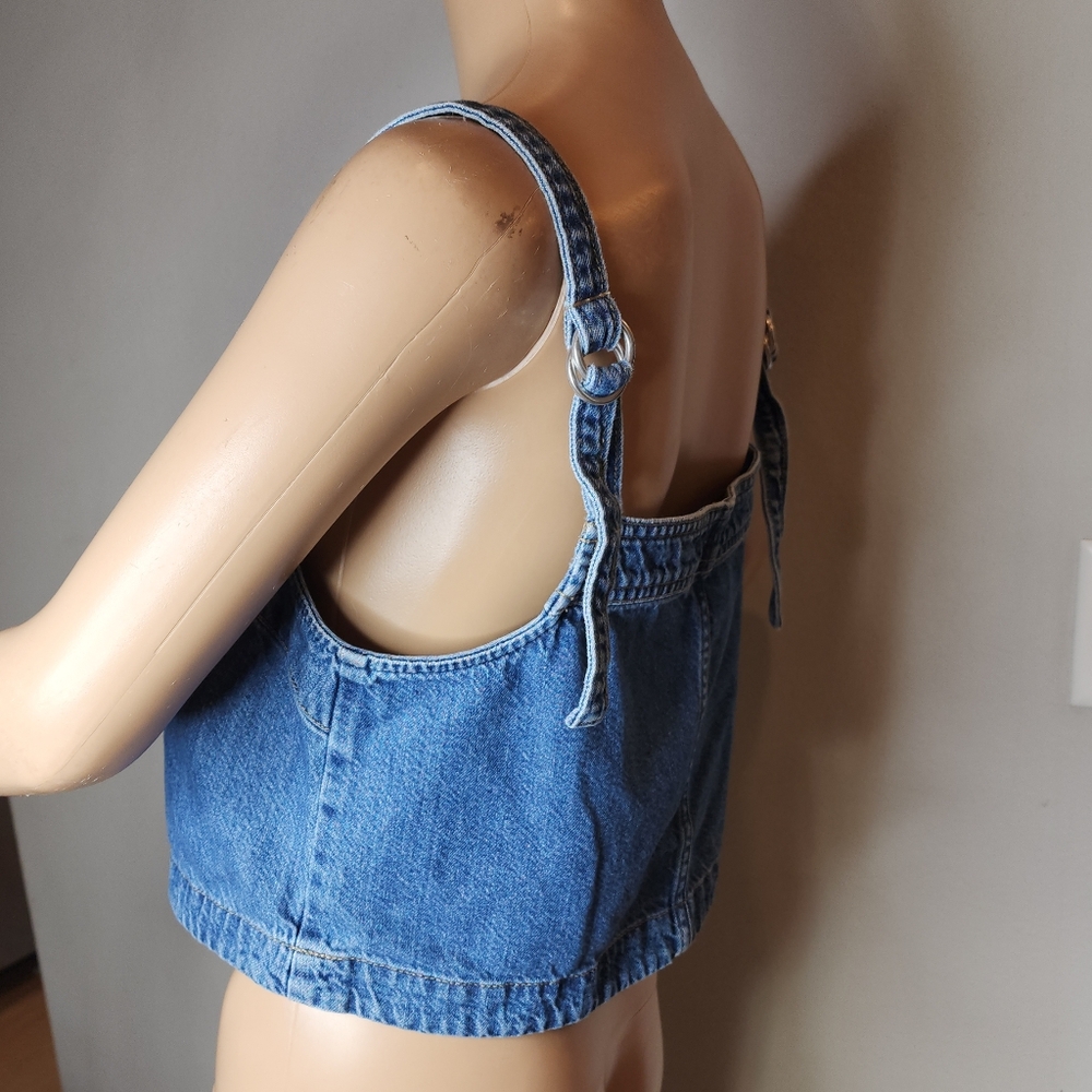 Gap Denim Crop Tank Top Sleeveless Top Size Medium - Picture 4 of 16